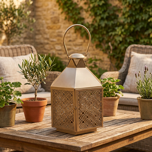 2026 Moroccan Metal Candle Holder Lanterns with Gold Finishing Handmade Modern Design for Home and <b>Outdoor</b> Decorations - Product Image 1