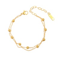Colorless 2021 New Unique Design 18 K Gold Double Layer Simple Transfer Bead Bracelet For Girls Female Stainless Steel Bracelets