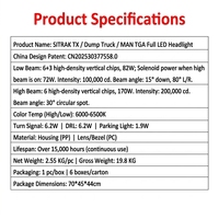 Nouvelle lampe LED 24V 100W 10000 Lumens 6500K pour camions MAN TGA TGL 2003-2009