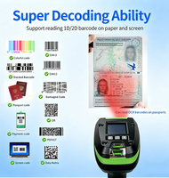 Lector de Pasaportes Profesional MRZ OCR, Escáner Industrial de Alta Resolución 1280*1024, Lector Inalámbrico de Códigos QR con Base de Carga