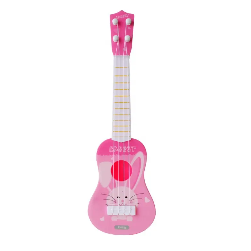 1-2 Instrument de simulation pour enfants Mini quatre cordes Jouet guitare peut jouer jouets de musique d'illumination Jouets d'instruments de musique