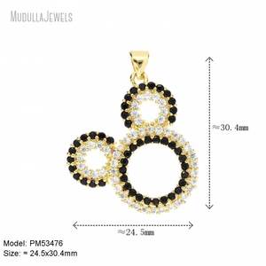 PM53478 Liontin Tikus Lucu Berbentuk Matahari dengan Zirkonia Kubik, Berlapis Emas, Tembaga, Aksesoris Kartun, Perhiasan CZ - Product Image 6