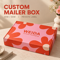 Boîte d'expédition rectangulaire pliable en carton imprimé avec motif floral rose et orange, logo personnalisé, pour emballage de marque en gros