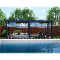 Design moderne personnalisable Pergola électrique pliable en aluminium persienne système d'auvent à lame de toit PVC cadre en bois arc Gazebo