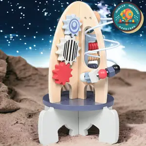 WANHUA 나무 로켓 배 장난감 다기능 몬테소리 장난감 친구를위한 운동 기술 장난감