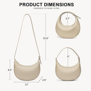 Sac à main tendance en cuir PU pour femme avec design créatif Sac lune Sac bandoulière avec fermeture éclair Doublure en polyester de luxe - Product Image 4