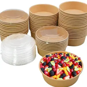 1000ml Eco Friendly Noodle Soup Salad Bowl Kraft Paper Disposable Serving Bowl With Lid Best Selling Products 2023 Amazon