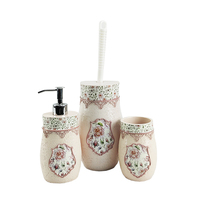 BX Polyresin Hotel Ensemble de salle de bain avec distributeur de savon Porte-brosse de toilette et gobelet pour salles de bain de luxe