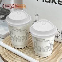 Gobelet à café à emporter personnalisé, double paroi, 8 oz, en papier kraft blanc, écologique, jetable, avec couvercle, logo pour boissons chaudes