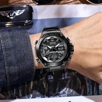 SMAEL 8097 Jam Tangan Kronograf Analog-Digital Mewah Tahan Air 5BAR dengan Casing/Dial Paduan Bercahaya dan Tali Baja Tahan Karat