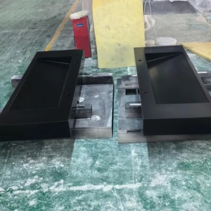 Vasque <span class=keywords><strong>en</strong></span> résine de <span class=keywords><strong>pierre</strong></span> à surface solide de couleur <span class=keywords><strong>noire</strong></span>, design populaire, taille personnalisée, vasque à poser pour salle de bain - Product Image 5