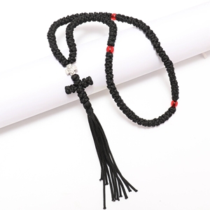 <span class=keywords><strong>Collana</strong></span> del <span class=keywords><strong>rosario</strong></span> con corda di preghiera ortodossa fatta a mano con 100 nodi monaci monastici per cristiani brojanica komboskini nappe - Product Image 2
