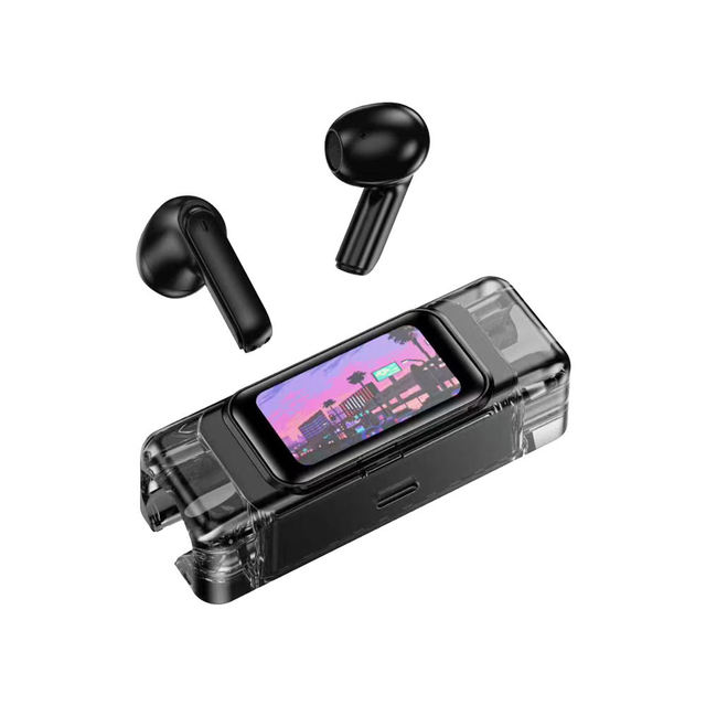 Smart Display Wireless Earbuds Bluetooth Earbuds Touch Screen Semi In Ear Earphones Low Latency Long Standby Charging Case