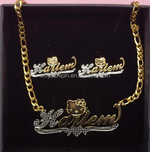 18K placcato in oro a <span class=keywords><strong>doppio</strong></span> strato ciondolo personalizzato <span class=keywords><strong>con</strong></span> targa dei cartoni animati <span class=keywords><strong>collana</strong></span> per donne ragazze - Product Image 5