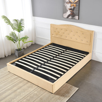 Tête de lit capitonnée en velours au design moderne et élégant, avec boutons, pour lit double, queen ou king size, plateforme de lit réglable et confortable