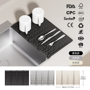 Silicone Dish Drain Mat Square Quick Dry Tableware Slope Guide Drainage Board Kitchen Supplies - Product Image 2