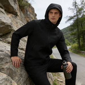 Winter <b>Reversible</b> Hooded Turtleneck Fleece <b>Jacket</b> 100% Polyester Front Men Women Windproof Full Heat Sealing Seamless Pressure - Product Image 5
