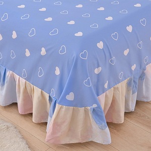 Ensemble de literie quatre pièces universel quatre saisons 100% coton, jupe de lit et housse de couette, antibactérien, anti-acariens, motif rayé fleurs et plantes - Product Image 4