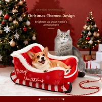 Lit pour animaux de compagnie sur le thème de Noël, chaleureux et moelleux pour l'hiver, pour chiens et chats, utilisation en intérieur, design festif, vente en gros disponible