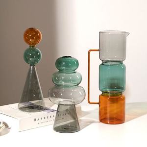 Vaso da Tavolo Idroponico Trasparente a Doppio Strato in Vetro Colorato Semplice e Creativo con Design Costiero <span class=keywords><strong>per</strong></span> Arredamento Casa - Product Image 5