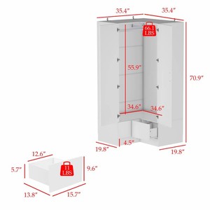 Armario de almacenamiento de diseño de dormitorio pequeño <span class=keywords><strong>para</strong></span> chica moderna, armario móvil de esquina de madera de 2 puertas en forma de L con cajón <span class=keywords><strong>para</strong></span> <span class=keywords><strong>ropa</strong></span> - Product Image 3