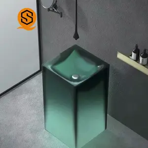 Kaliteli iyi malzeme reçine banyo lavabo modern tasarım bağlantısız şeffaf İtalyan lavabo