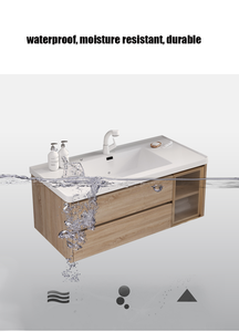 Vanité de salle de bains de luxe adaptée aux hôtels avec <span class=keywords><strong>miroir</strong></span> lumineux LED et évier en ardoise de roche vanité de salle de bains flottante - Product Image 5