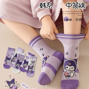 Kuromi Women's Mid-Calf <b>Socks</b> Cotton Breathable Crew <b>Socks</b> For Youth Summer Wear - Product Image 3
