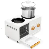 ベストセラーの調理機セットホワイト多機能3 in1朝食メーカートーストオーブンフライパン付き