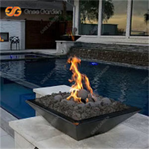 Brasero de Acero Corten Personalizable Popular 2026 con Fogata y Agua, con Palo para Leña, Color Negro, Brasero para Piscina, Ecológico - Product Image 1