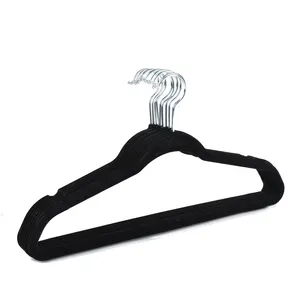 Flocked Non Slip Velvet Hangers Space Saving Black Hanger Velvet