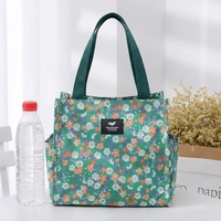 Sac fourre-tout imperméable à carreaux et fleurs, taille moyenne, doublure en tissu TC, taille personnalisable pour les trajets quotidiens et les repas.