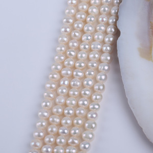 Cadena de Perlas Blancas de 6-7 mm, Perlas Cultivadas de Agua Dulce Naturales, Casi Redondas, para Hacer Collares y Pulseras, Cuentas Sueltas en Forma de Patata Rosa - Product Image 5