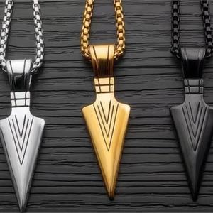 Collar con Colgante de Punta de Flecha de Acero Inoxidable para Hombre, Joyería de Moda Chapada en Oro para Fiestas - Product Image 2
