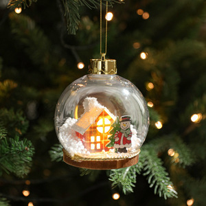 Led Gloeiende Kerstbal Ornamenten Doorzichtig Grote Plastic Hangende Bal Decoraties Met Gevulde Delicate Decoraties - Product Image 3