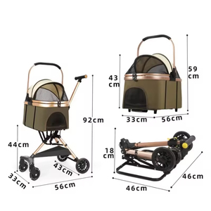Meilleure poussette pliable pour animaux de compagnie, pour grands chiens, 4 roues, légère, portable, robuste, chariot de transport pour chats, équipement de promenade pour animaux - Product Image 2