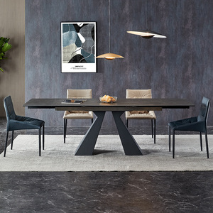 Table à manger rectangulaire extensible de style italien avec chaises pour la maison et les petits appartements - Product Image 1