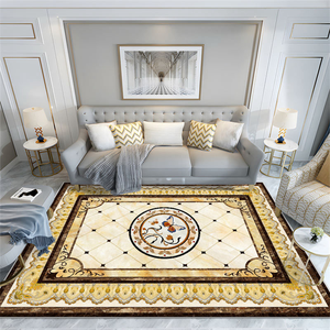 Tapis rectangulaire classique à motifs floraux, fabriqué à la machine, synthétique, à poils ras, antidérapant, pour salon - Product Image 3