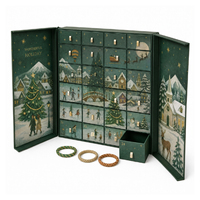 Boîte de calendrier de l'avent vide personnalisée de 24 jours, en forme de livre vert, en carton rigide magnétique, emballage cadeau de compte à rebours de Noël