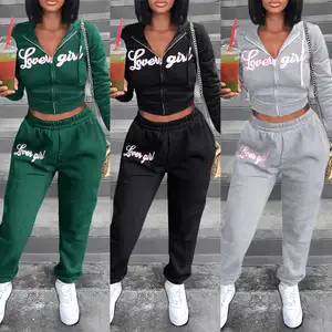 Custom Cotton Y2K 2 Pieces Sweatshirts Joggers Set Tracksuits Women Sweatsuit Set Crop Top Hoodie Mujer Women Sets