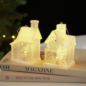 <b>Christmas</b> Decoration Transparent Plastic <b>Light</b> up Present <b>Christmas</b> House Hanging Ornament Pendant for <b>Tree</b> Home Party Decor - Product Image 1