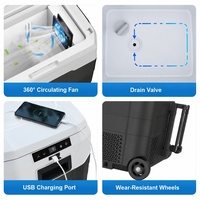 Réfrigérateur-congélateur de voiture 40L 12V, glacière portable médicale sur roulettes -20°C ℃   DC12V 24V AC double usage pour camion, camping-car, camping, extérieur