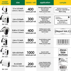 Papel Térmico para Etiquetas de Códigos de Barras PUTY, Rollo de Etiquetas Adhesivas Compatible con DK11209, DK11202, DK22205 para Impresora <span class=keywords><strong>Brother</strong></span> Serie <span class=keywords><strong>QL</strong></span>, <span class=keywords><strong>QL</strong></span> 800 - Product Image 4