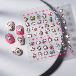 <span class=keywords><strong>Kawaii</strong></span> dibujos animados <span class=keywords><strong>Hello</strong></span> Pink <span class=keywords><strong>Kitty</strong></span> gato café oso <span class=keywords><strong>de</strong></span> peluche relieve estrella flor carta animales relieve patatas fritas pegatina para <span class=keywords><strong>uñas</strong></span> - Product Image 5