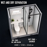 Salle de bain et toilettes portables préfabriquées, toilettes avec séparation humide/sèche, panneau sandwich, installation facile pour l'extérieur