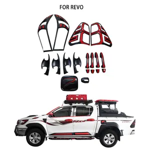 Combo Full Set Chroom Matzwarte Auto Bodykit Gastank Cover Voor Achterlicht Cover Voor Toyota Hilux Revo