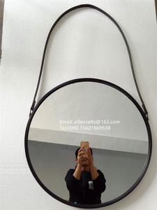 Bán Buôn Giá Rẻ Trang Trí Tường Tròn Gương, Đen Khung Kim Loại Gương Với Dây Da 50Cm, 55Cm, 60Cm - Product Image 2