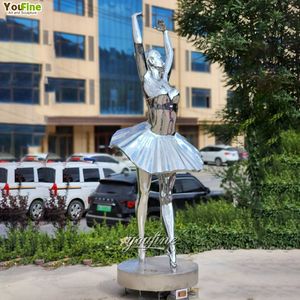 Tamaño real Decoración de jardín al aire libre Escultura de metal de acero inoxidable Mujer bailando - Product Image 6