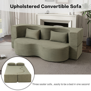 Sofá Moderno Convertible Enrollable con Compresión por Ondas, 215cm, Doble Asiento, Tapizado en Chenilla, Forma Cuadrada, Envasado al Vacío para Envío - Product Image 4