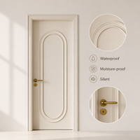 Porte en bois composite laqué blanc, panneau ovale doré, étanche, pour chambre à coucher, villa, portes à battants